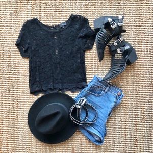 Women’s sheer black lace top